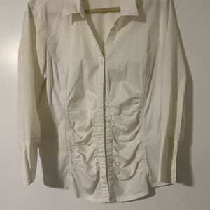 Elegant White Button-Up Women's Top sz XL